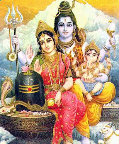 Shiva and Parvati with their son Ganesh